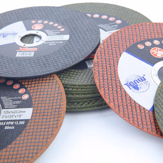 100 / 105 / 107 / 115 / 125 / 150 / 180 / 230 / 300 / 350 / 400 mm Óxido de aluminio Rueda de corte negra / verde / roja / amarilla